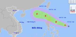 Tin áp thấp nhiệt đới gần Biển Đông ngày 17/7/2025